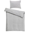 Bettbezug mit Kissenbezug in Grau-Weiss Melange mit feinen Streifen, Platin Töne, schlicht und modern