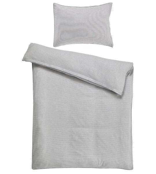 Housse de couette en jersey chiné à rayures platine 160x210cm