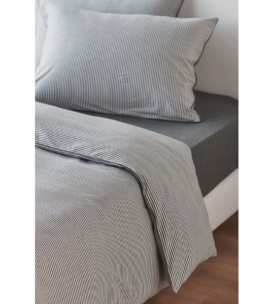 Housse de couette en jersey chiné à rayures anthracite 160x210cm