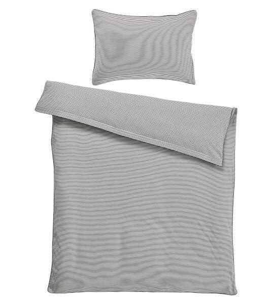 Housse de couette en jersey chiné à rayures anthracite 160x210cm