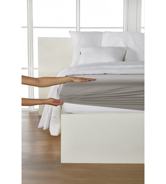 Drap-housse, jersey fin de qualité supérieure/élasthanne 180-200x200 chromé