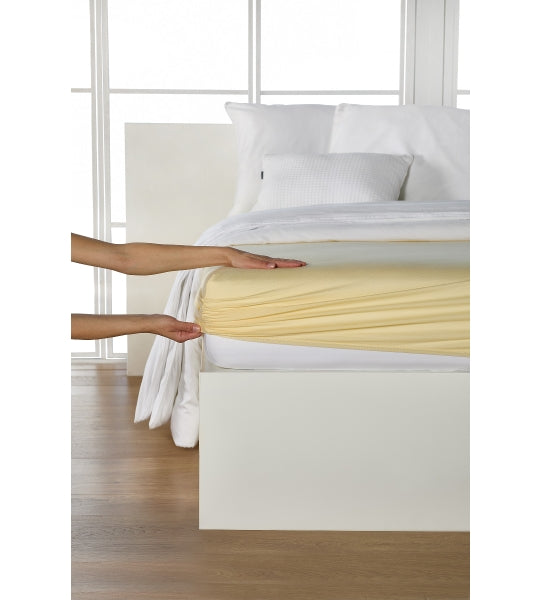 Drap-housse en jersey fin de qualité supérieure/élasthanne 140-160/200 vanille