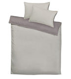 Kremer Satin Bettwäsche-Set Doubleface Uni in Silber und Schiefer, Kissenbezug und Bettdeckenbezug