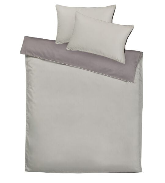 Ensemble de lit double face Satin Uni 160x210/65x100 argent/ardoise
