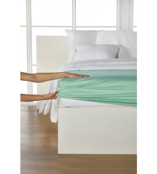 Drap-housse, jersey fin de qualité supérieure/élasthanne 140-160 x 200 cm, couleur océan