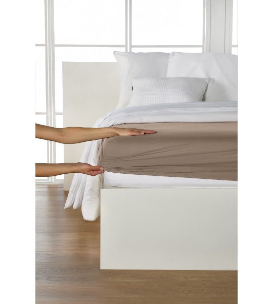 Drap-housse, jersey fin de qualité supérieure/élasthanne 120x200 couleur boue