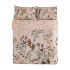 Bettwäsche-Set Paloma mit buntem Blumenmuster in Rosa, Grün und Gelb, inkl. zwei Kissenbezüge