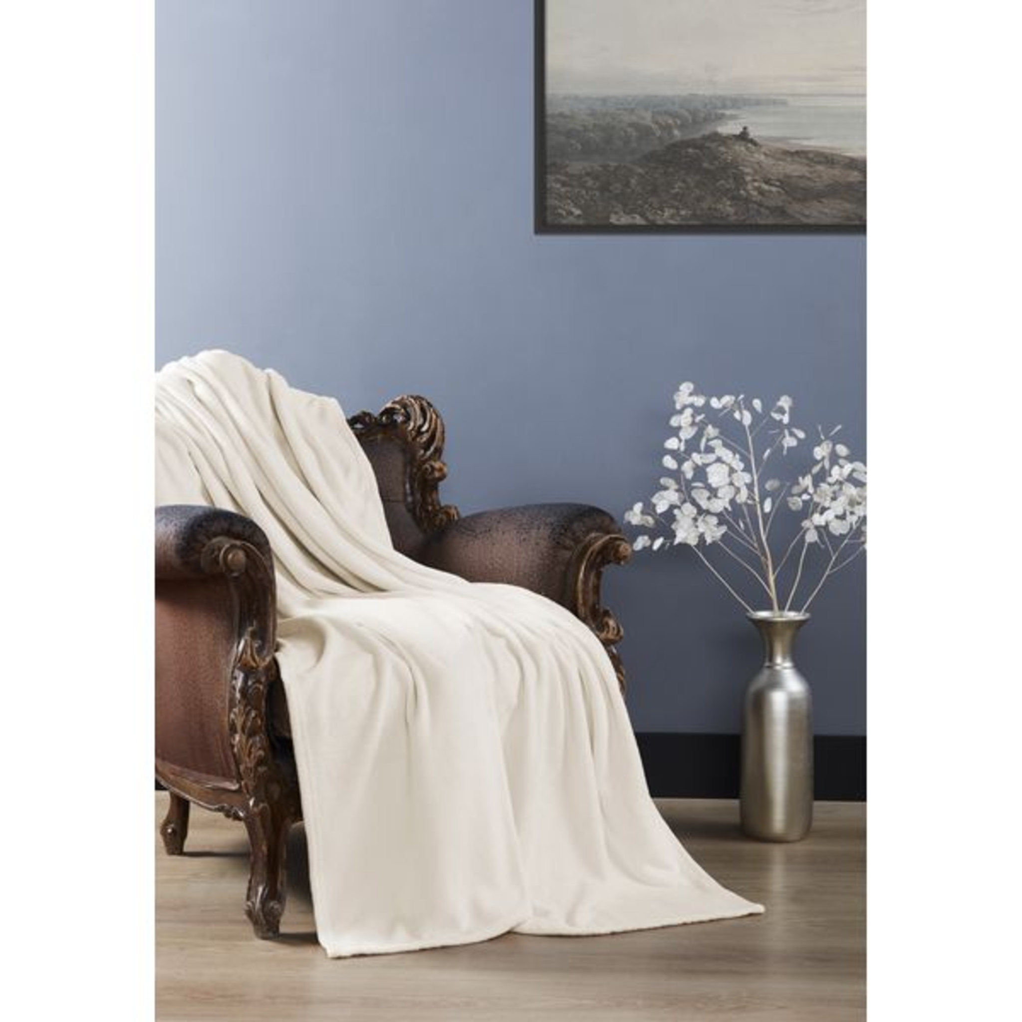 Couverture polaire corail 150x200 blanc cassé