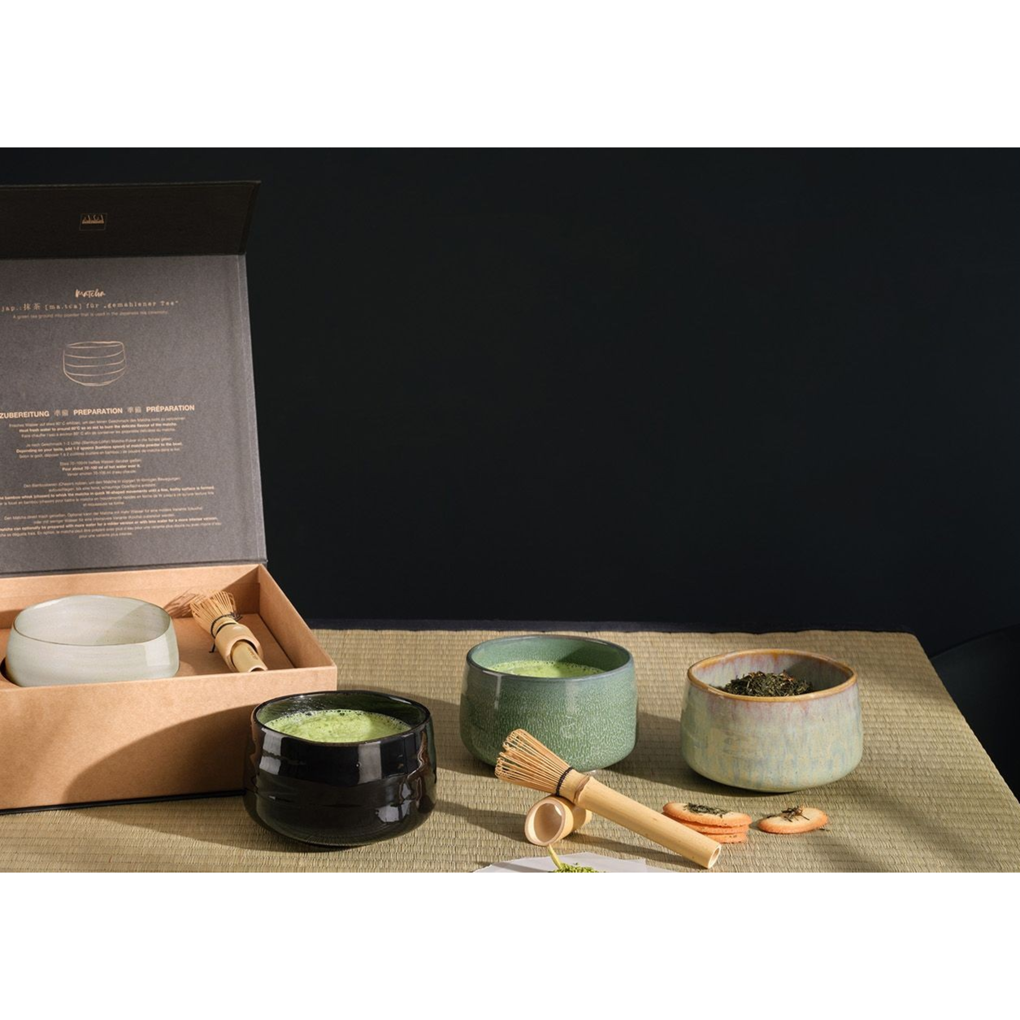 Service à thé Matcha Matsu brillant dans un coffret cadeau