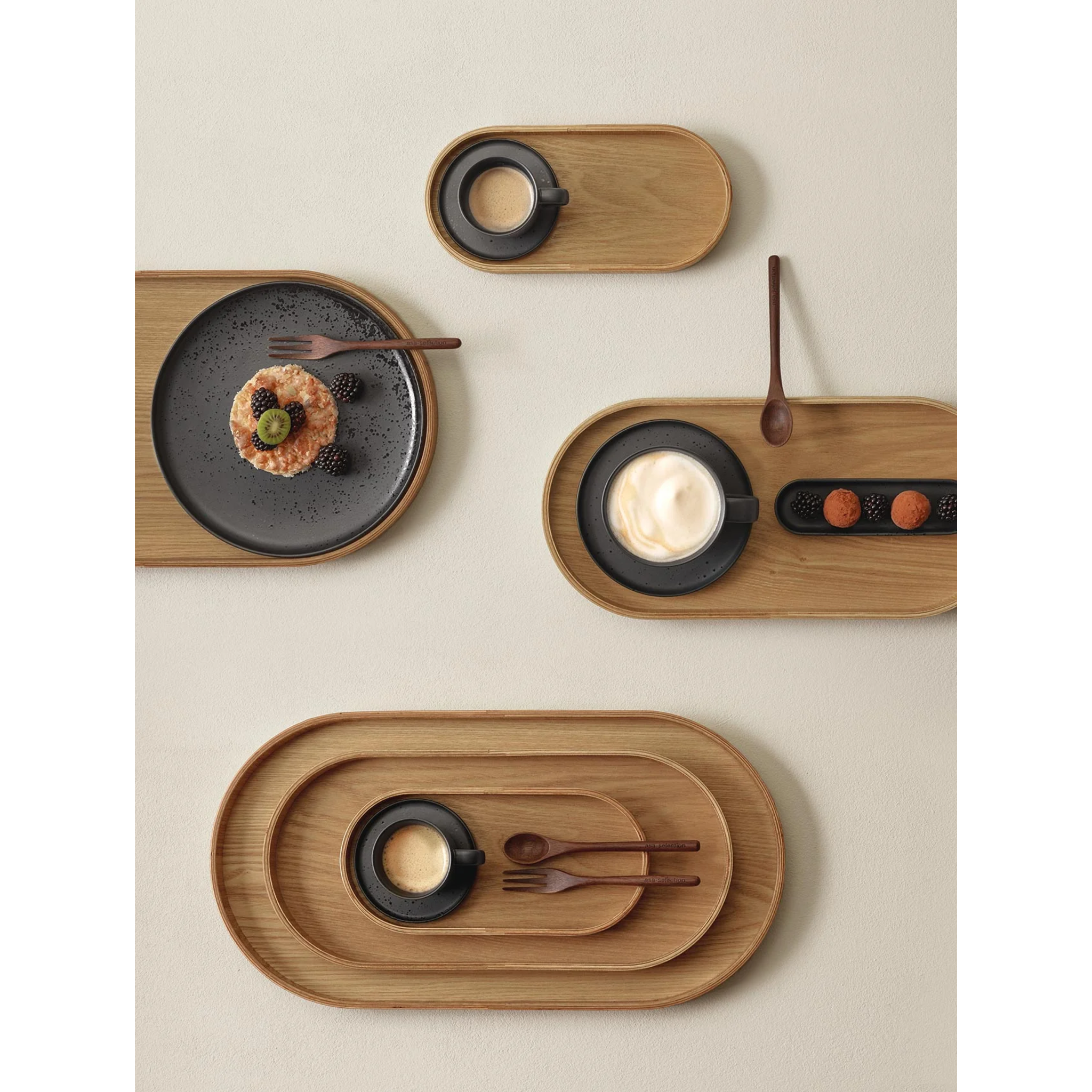 Plateau ovale en bois, 44 cm