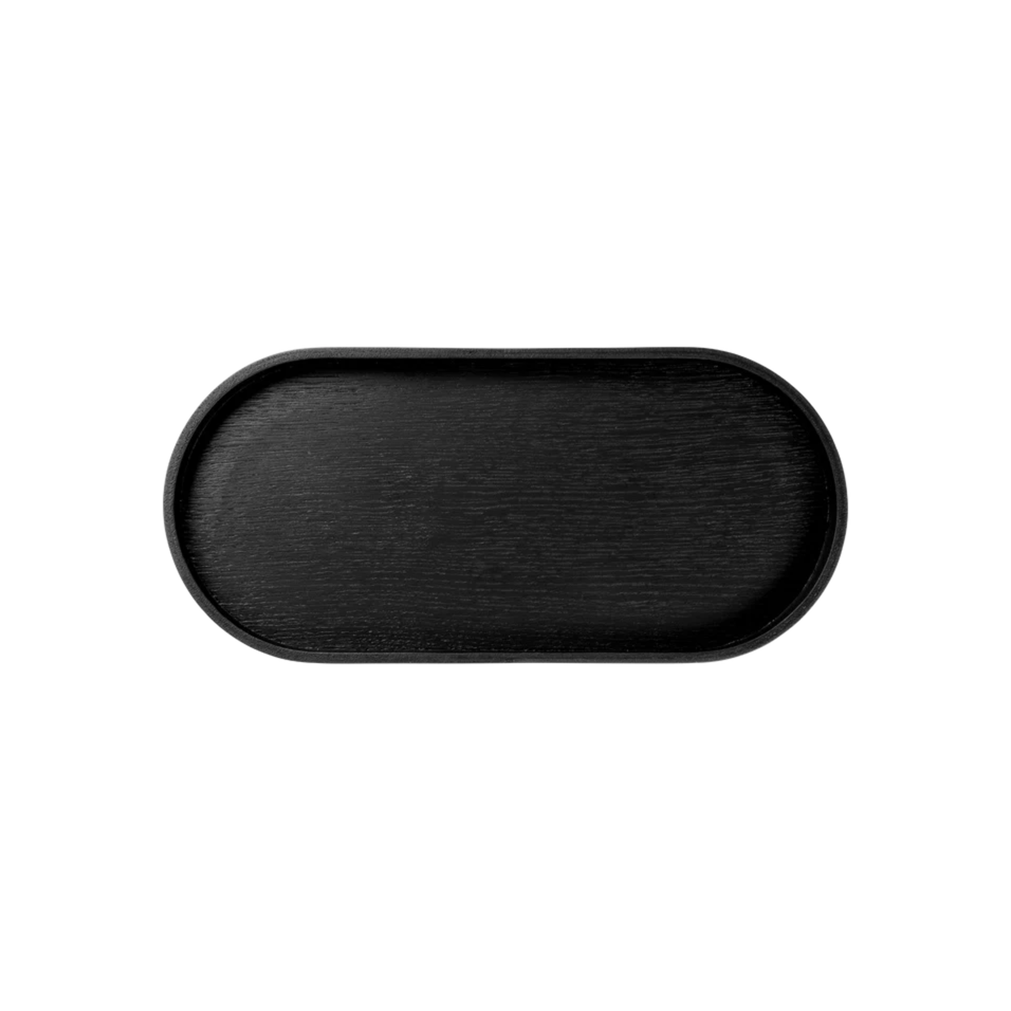 Plateau ovale en bois, noir, 44 cm