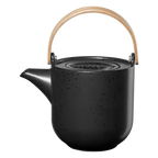 ASA Teekanne Kuro 1L schwarz matt mit Holzgriff, Steinzeug mit Sprenkel-Dekor