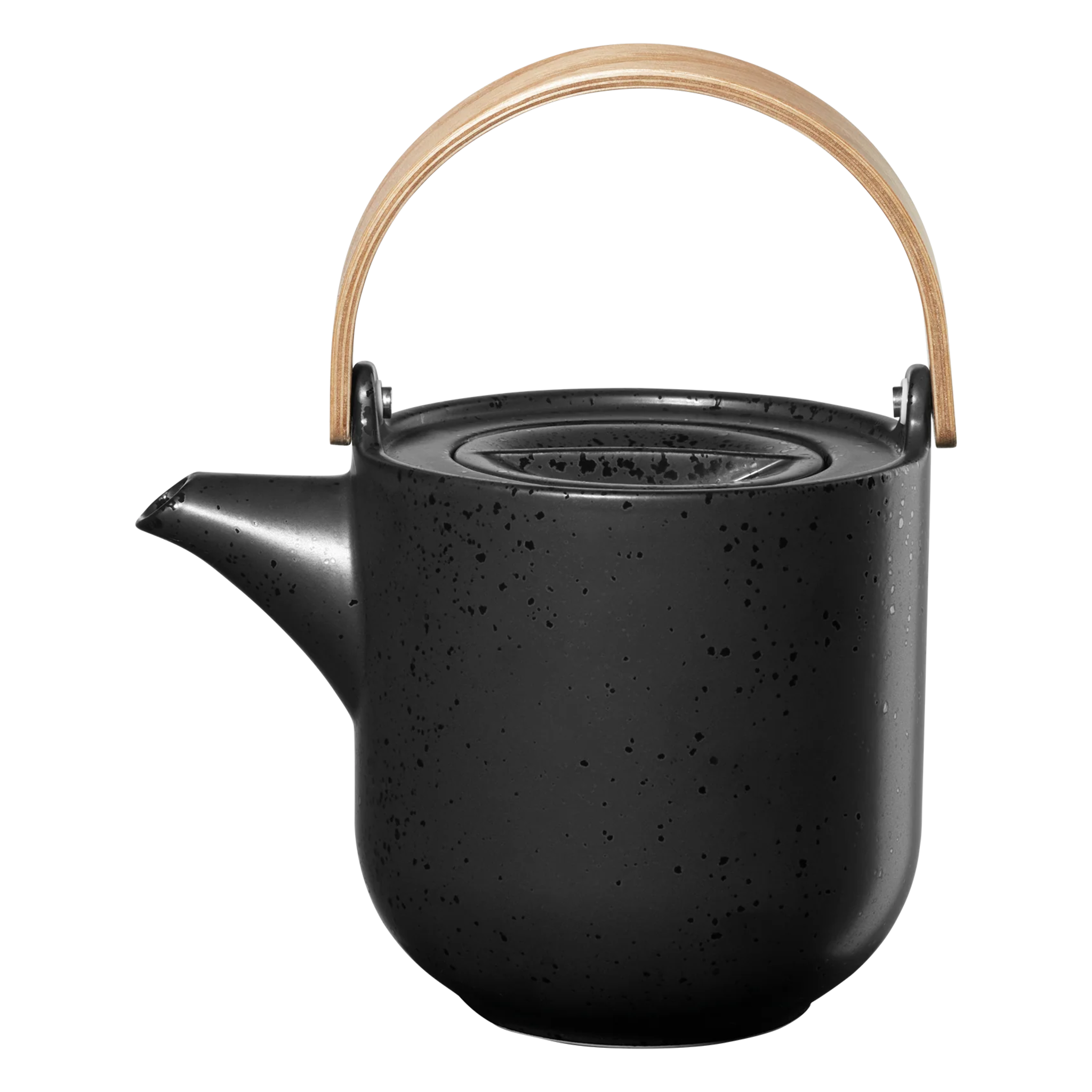 Théière noire avec anse en bois, 1,0 L