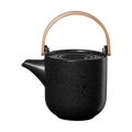 ASA Teekanne Kuro schwarz 600ml mit Sprenkeldekor und natürlichem Holzgriff, modernes Steinzeug-Design