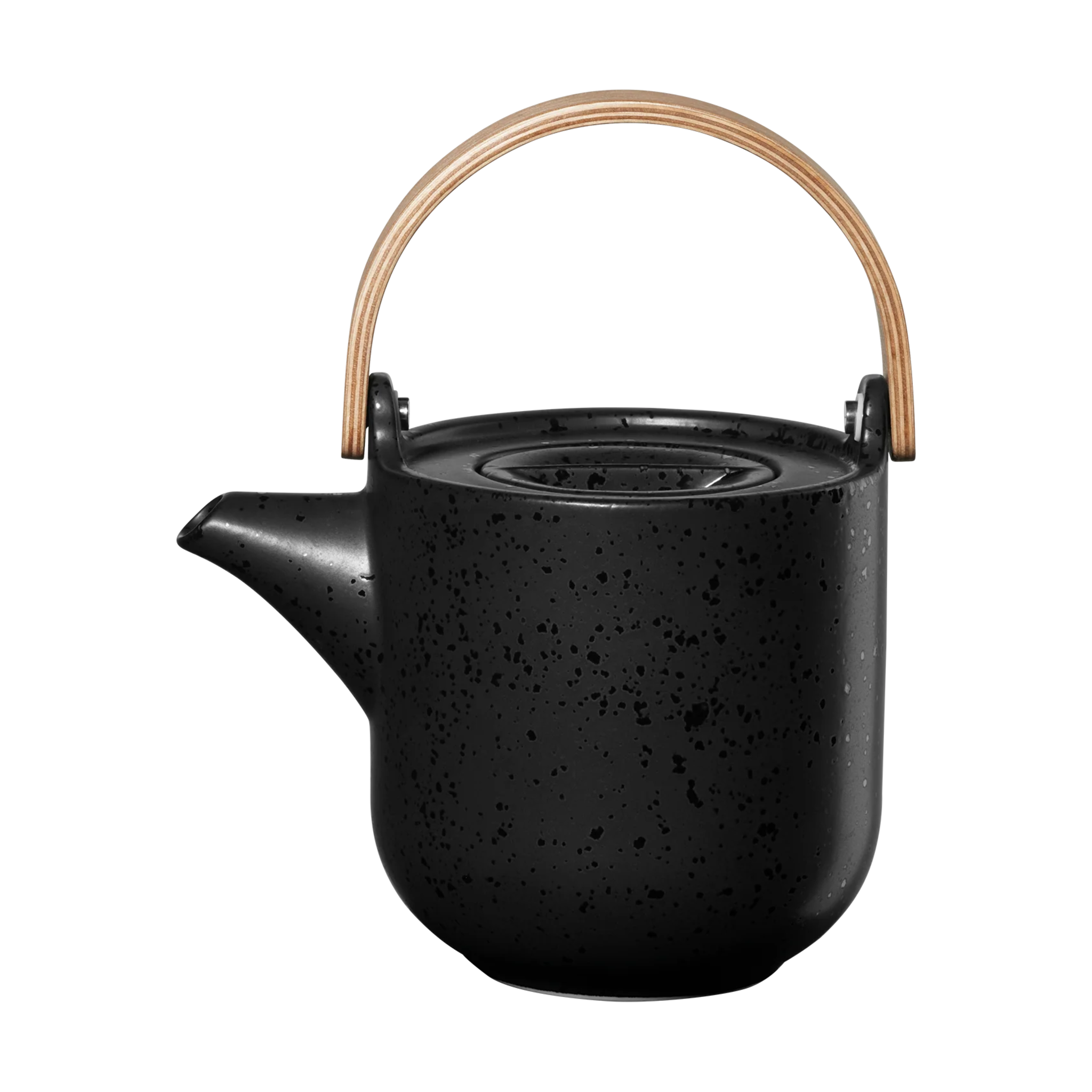 Théière noire à anse en bois, 0,6 L