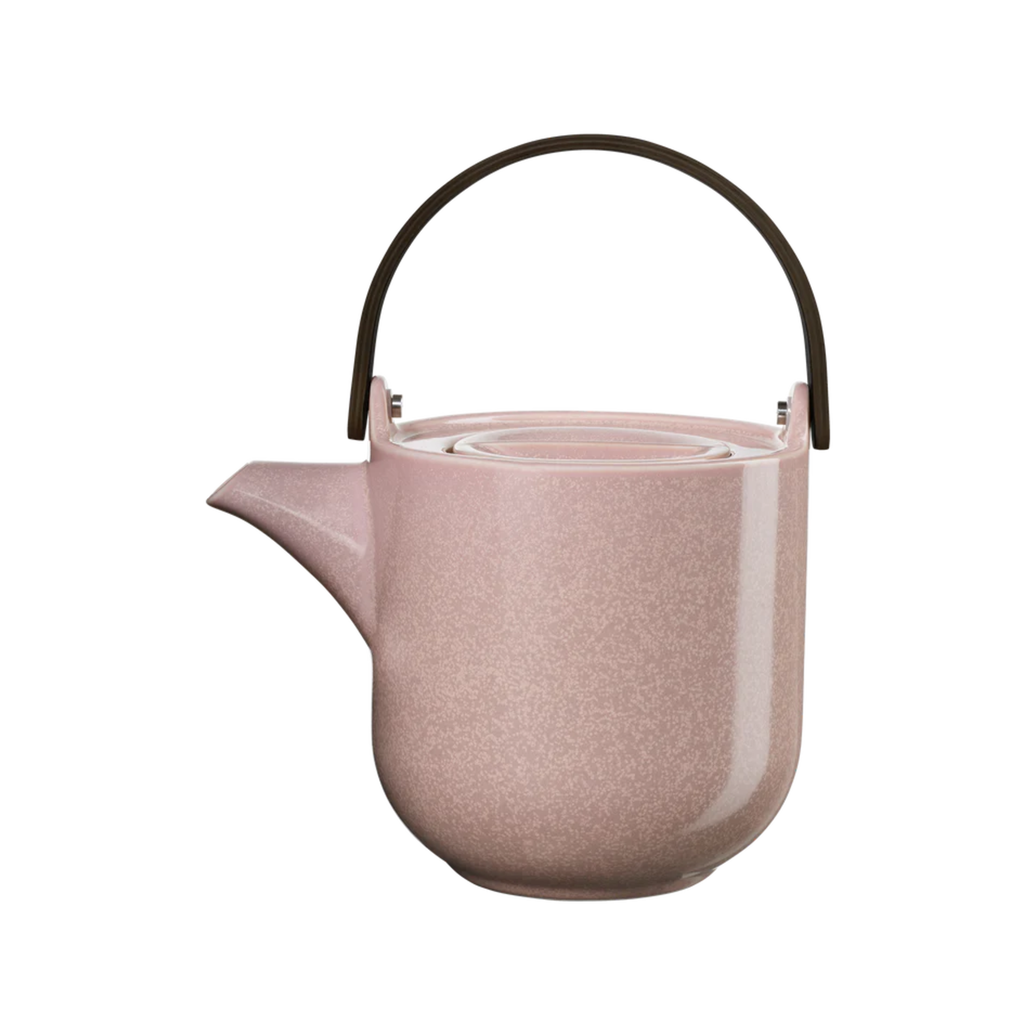 Théière rose avec anse en bois, 0,6 L