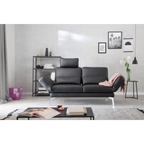 Candy Twister 2-Sitzer Sofa in schwarzem Dickleder mit verstellbarer Kopfstütze im modernen Wohnzimmer