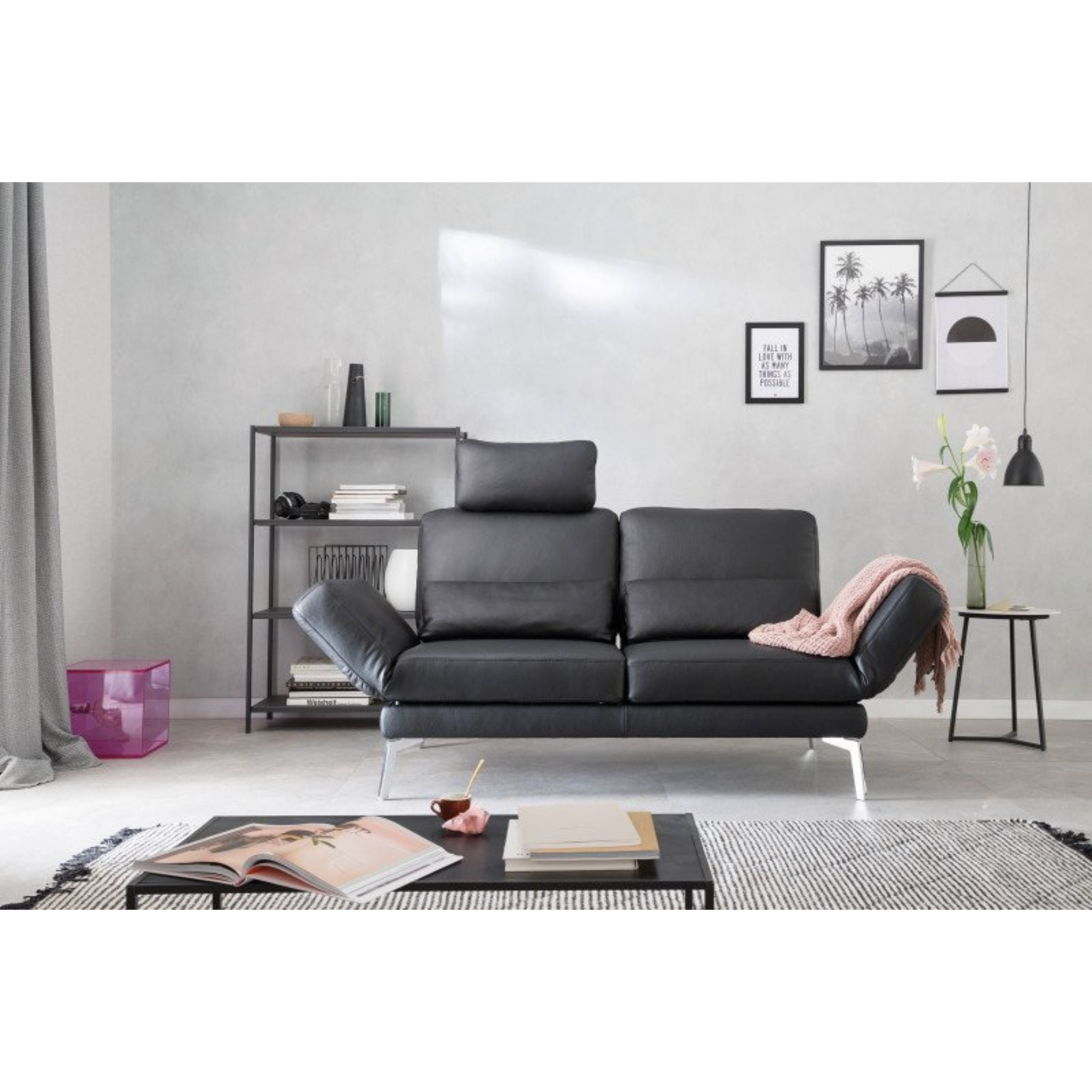 Canapé fonctionnel en cuir, 2 places