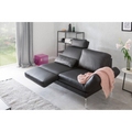 Candy Twister 2-Sitzer Sofa in schwarzem Dickleder mit verstellbarer Kopfstütze und Armlehnenfunktion