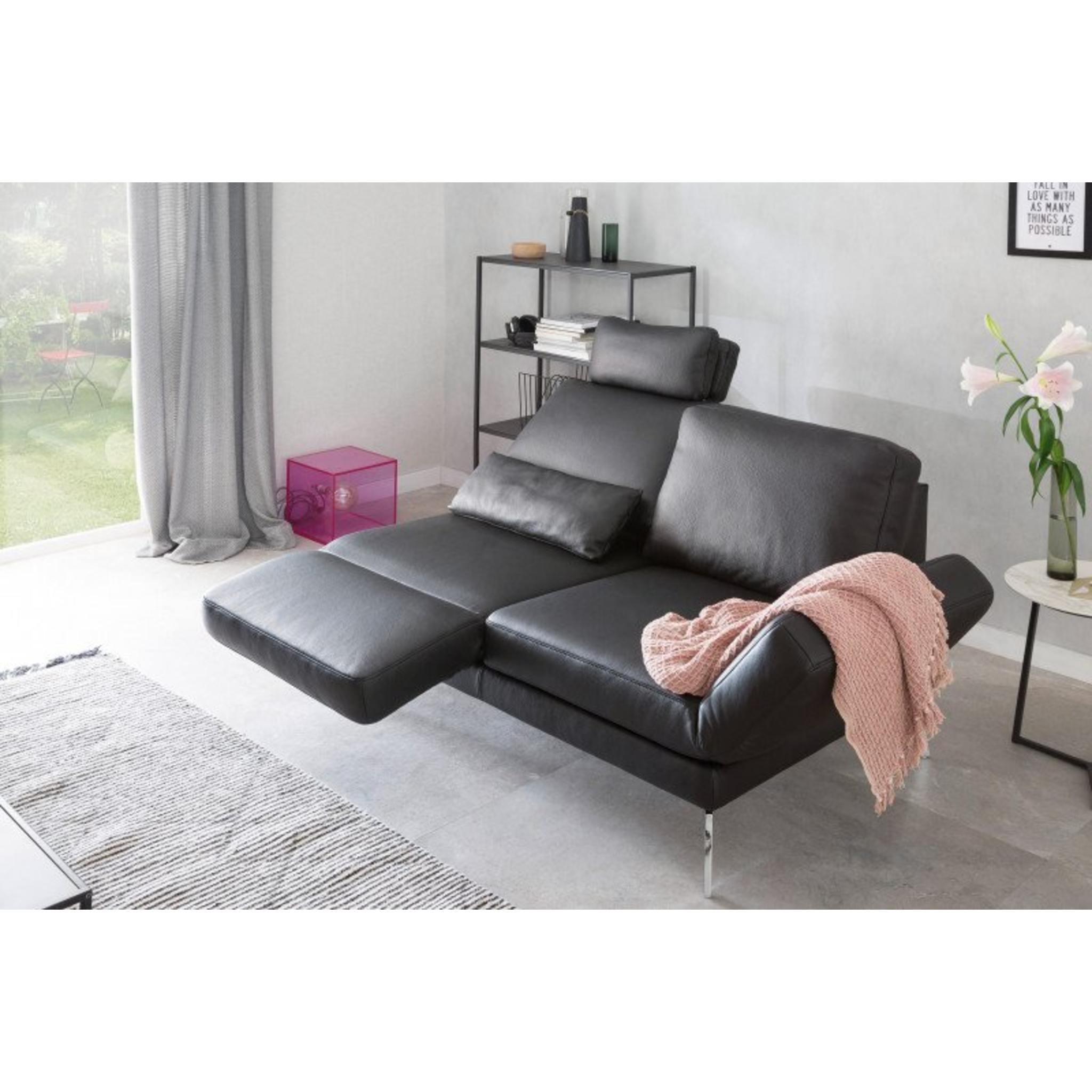 Canapé fonctionnel en cuir, 2 places