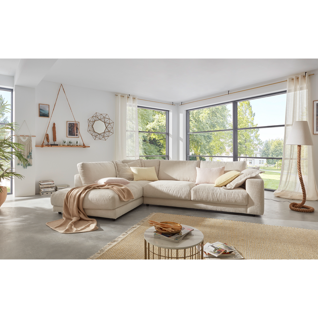 Ensemble canapé d'angle confortable en velours côtelé