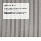 Feincord Grau Stoffmuster für Ecksofa Denver – 95% Polyester, strapazierfähig, 50.000 Scheuertouren