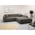 Candy Eckpolstergruppe Denver in Grau aus Feincord mit Longchair rechts in modernem Wohnzimmer