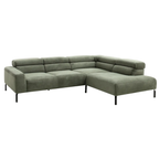 Candy Polstergruppe SpringMove Feincord Olive – L-Form Sofa mit Récamiere und verstellbaren Kopfstützen