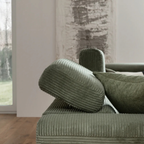 Candy Polstergruppe Springmove in Feincord Olive – Detailansicht Armlehnenkissen und Rückenlehne