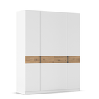 Rauch Versity Kleiderschrank 4-türig Weiss Eiche Artisan mit Holzgriff-Leiste