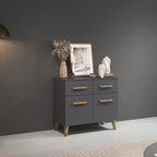Rauch Kommode Skandi in Grau Metallic mit 2 Schubladen und 2 Türen, Holzbeine, nordisches Design