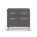 Rauch Kommode Skandi in Grau Metallic mit 2 Schubladen, 2 Türen und Holzbeinen im Scandinavian Design