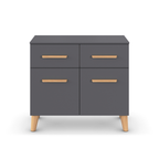 Rauch Kommode Skandi in Grau Metallic mit 2 Schubladen, 2 Türen und Holzbeinen im Scandinavian Design