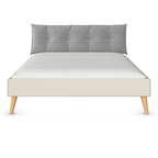 Rauch Bett Skandi Design - Polsterbett mit grauem Kopfteil und Holzbeinen