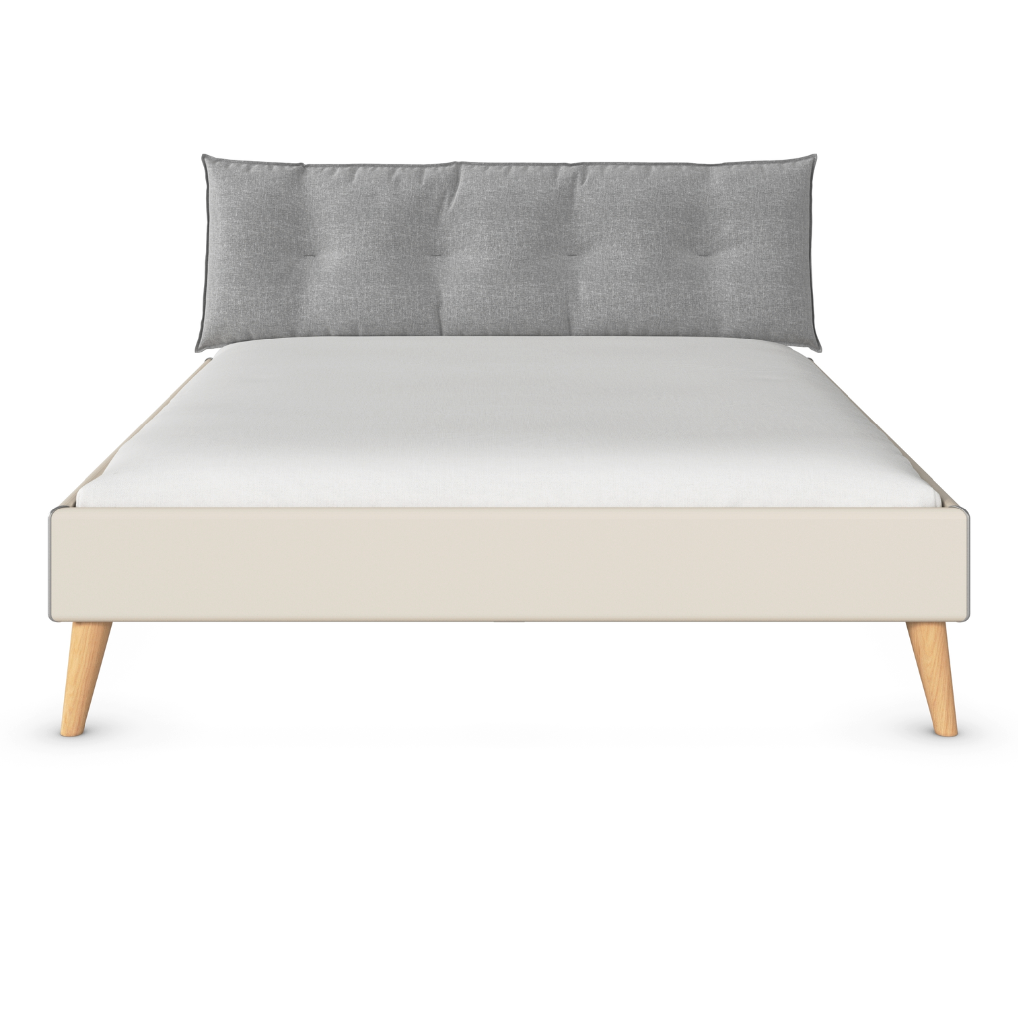 Rauch Bett Skandi Design - Polsterbett mit grauem Kopfteil und Holzbeinen
