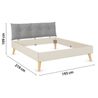 Rauch Bett Skandi Massivholzbett 193x219cm Doppelbett mit Polsterkopfteil grau