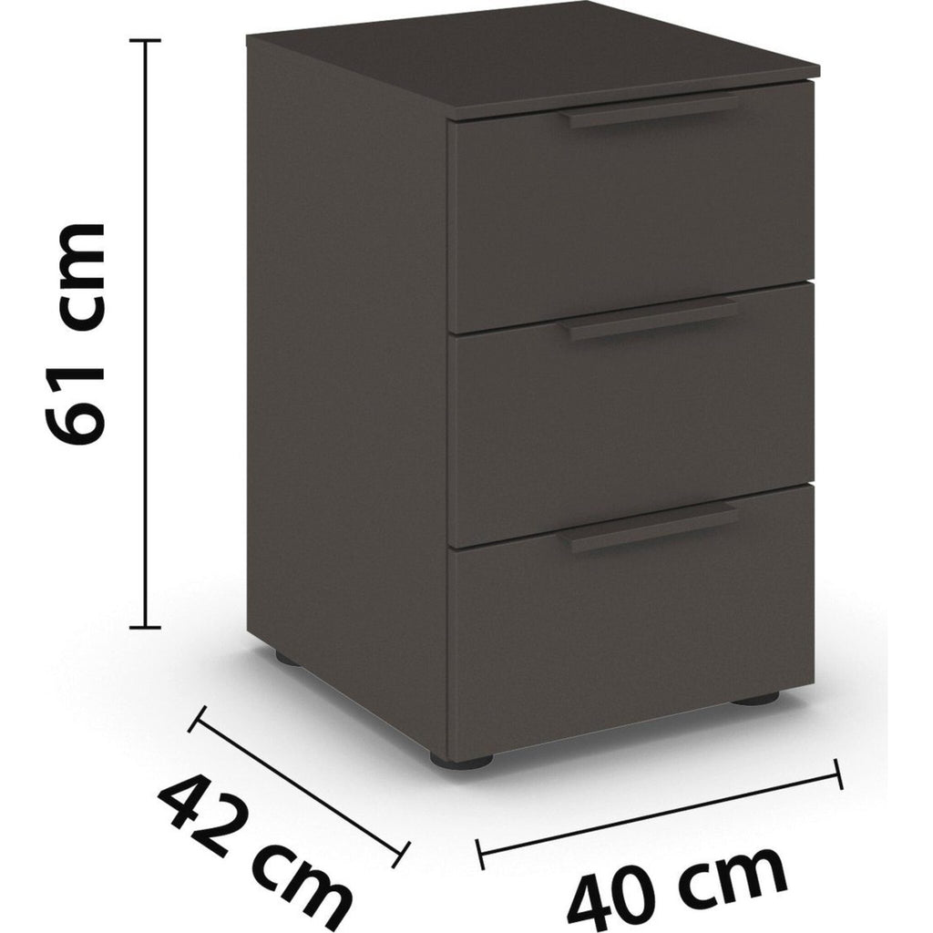 Table de chevet à 3 tiroirs, grise