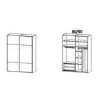 Rauch Saretto Schwebetürenschrank 161cm schwarz – technische Zeichnung mit Inneneinteilung 80/80
