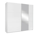 Rauch Kronach Schwebetürenschrank Weiss mit Spiegelelementen, moderner 2-türiger Kleiderschrank
