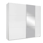 Rauch Kronach Schwebetürenschrank Weiss mit Spiegelelementen, moderner 2-türiger Kleiderschrank