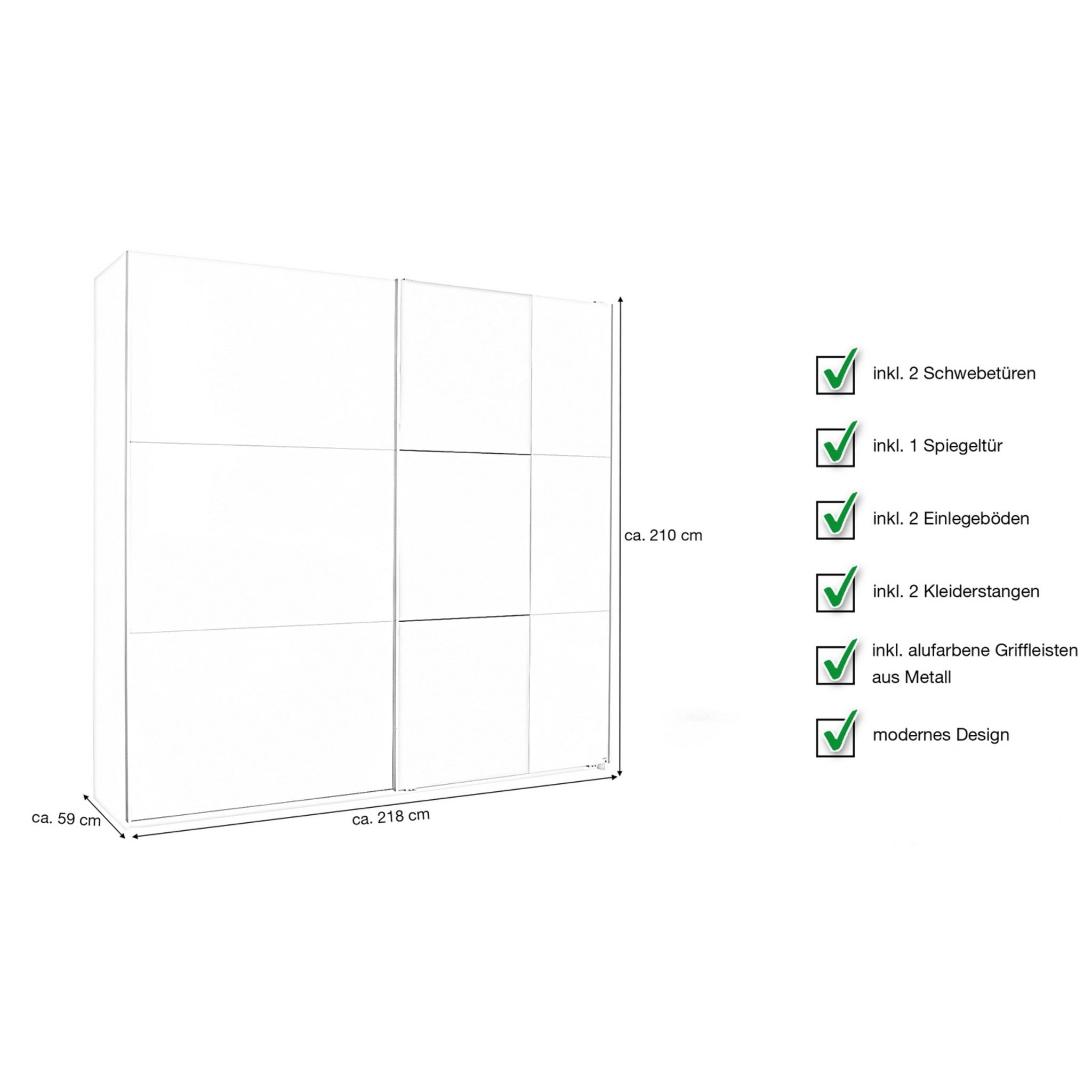 Schwebetürenschrank Kronach weiss