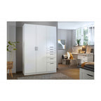 Rauch Allrounder Kleiderschrank 3-türig in Weiss mit 5 Schubladen im modernen Jugendzimmer