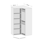Rauch Allrounder Eckschrank Weiß – Innenansicht mit 5 Einlegeböden und Kleiderstangen, 60x90 cm