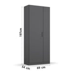 Rauch Allrounder Kleiderschrank 2-türig in Metallic-Grau, 197x69x54 cm, modernes Design