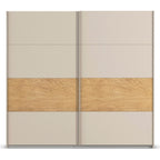Rauch Malva Schwebetürenschrank 226 cm in Champagner mit Eiche-Dekorstreifen