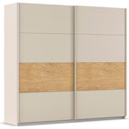 Rauch Malva Schwebetürenschrank 226 cm in Champagner mit Eiche-Dekor-Streifen