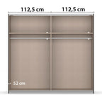 Rauch Malva Kleiderschrank 226cm Innenansicht: 2 Fächer, Kleiderstange, Ablage, Tiefe 52cm, Champagner/Eiche