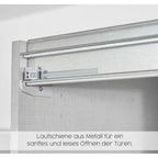 Metallische Laufschiene eines Rauch Malva Schranks in Champagner Eiche für leises, sanftes Türöffnen