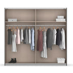 Rauch Malva Kleiderschrank 226cm in Champagner/Eiche – Innenansicht mit Kleiderstangen und Ablagefächern