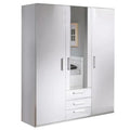 Rauch Evea Kleiderschrank 3-türig Weiss Hochglanz mit Spiegel und 3 Schubladen